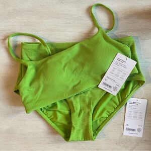 ATHLETA Lime (Brat) Green Scoop Pique textured Bikini Top NWT